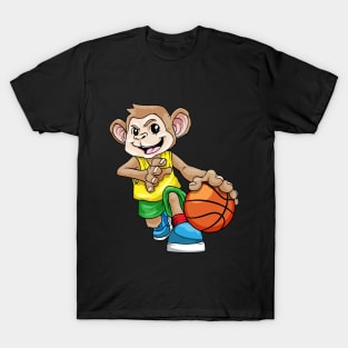 Funny monkey is playing basketball T-Shirt